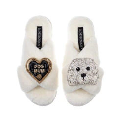 Classic Laines Slippers With Queenie The Bichon & Dog Mum Brooches -Laines London file 10