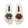 Classic Laines Slippers With Rocco The Chocolate Lab & Paw Brooches