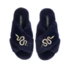 Classic Laines Slippers With Gold Metal Snake Brooches