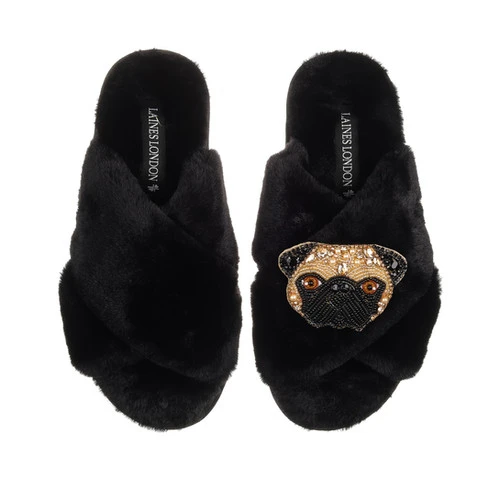 Classic Laines Slippers With Franki The Pug Brooch 2 Classic Laines Slippers With Franki The Pug Brooch - Image 2