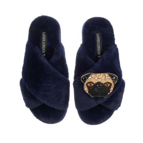 Classic Laines Slippers With Franki The Pug Brooch 3 Classic Laines Slippers With Franki The Pug Brooch - Image 3
