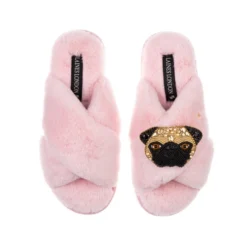 Classic Laines Slippers With Franki The Pug Brooch 10 Classic Laines Slippers With Franki The Pug Brooch -Laines London file 1031