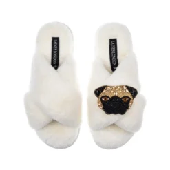 Classic Laines Slippers With Franki The Pug Brooch 11 Classic Laines Slippers With Franki The Pug Brooch -Laines London file 1032