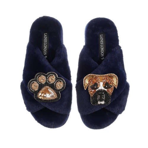 Classic Laines Slippers With Pip The Boxer & Paw Brooches 6 Classic Laines Slippers With Pip The Boxer & Paw Brooches - Image 6
