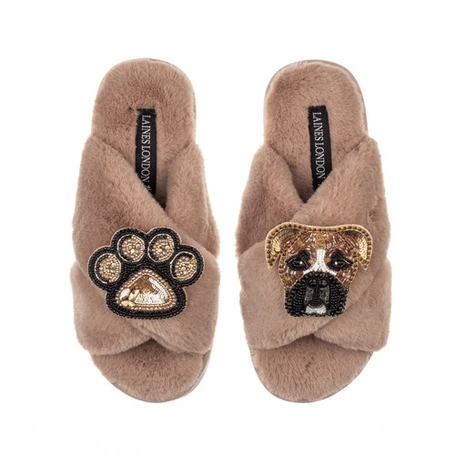 Classic Laines Slippers With Pip The Boxer & Paw Brooches 7 Classic Laines Slippers With Pip The Boxer & Paw Brooches - Image 7