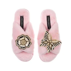 Classic Laines Slippers With Butterfly & Flower Brooches 13 Classic Laines Slippers With Butterfly & Flower Brooches -Laines London file 104