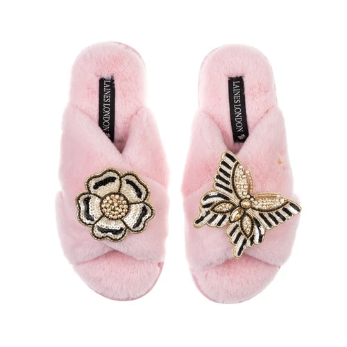 Classic Laines Slippers With Butterfly & Flower Brooches 7 Classic Laines Slippers With Butterfly & Flower Brooches - Image 7