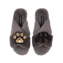 Classic Laines Slippers With Little Sausage & Paw Brooches 11 Classic Laines Slippers With Little Sausage & Paw Brooches -Laines London file 1057