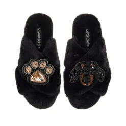Classic Laines Slippers With Little Sausage & Paw Brooches 12 Classic Laines Slippers With Little Sausage & Paw Brooches -Laines London file 1058