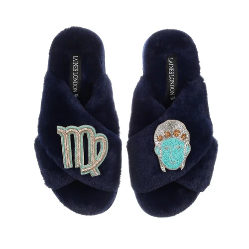 Classic Laines Slippers With Virgo Star Sign Brooches 2 Classic Laines Slippers With Virgo Star Sign Brooches - Image 2
