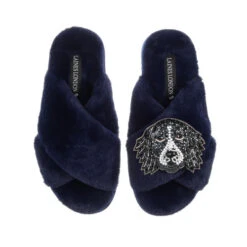 Classic Laines Slippers With Bentley The Black & White Spaniel Brooch 9 Classic Laines Slippers With Bentley The Black & White Spaniel Brooch -Laines London file 1109