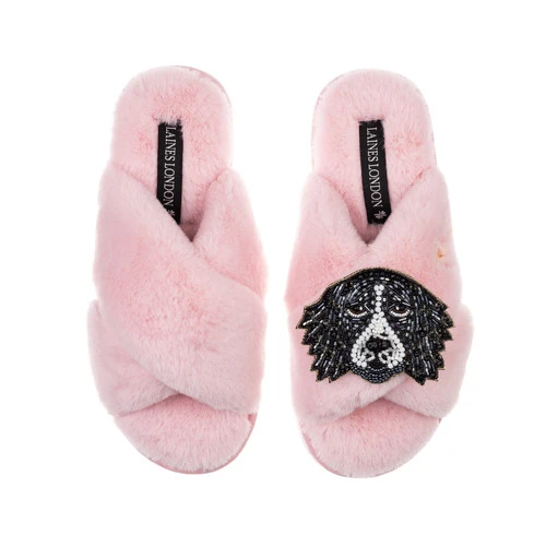Classic Laines Slippers With Bentley The Black & White Spaniel Brooch 5 Classic Laines Slippers With Bentley The Black & White Spaniel Brooch - Image 5