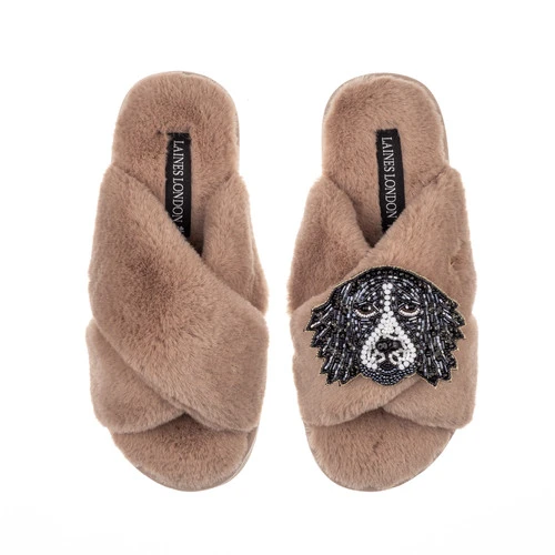 Classic Laines Slippers With Bentley The Black & White Spaniel Brooch 6 Classic Laines Slippers With Bentley The Black & White Spaniel Brooch - Image 6