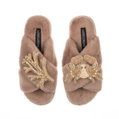 Classic Laines Slippers With Gold Crab & Coral Brooches 8 Classic Laines Slippers With Gold Crab & Coral Brooches -Laines London file 114
