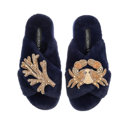 Classic Laines Slippers With Gold Crab & Coral Brooches 4 Classic Laines Slippers With Gold Crab & Coral Brooches - Image 4
