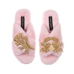 Classic Laines Slippers With Gold Crab & Coral Brooches 10 Classic Laines Slippers With Gold Crab & Coral Brooches -Laines London file 116