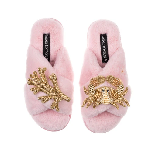 Classic Laines Slippers With Gold Crab & Coral Brooches 5 Classic Laines Slippers With Gold Crab & Coral Brooches - Image 5
