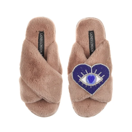Classic Laines Slippers With Blue & Silver Heart Eye Brooch 5 Classic Laines Slippers With Blue & Silver Heart Eye Brooch - Image 5