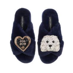 Classic Laines Slippers With Queenie The Bichon & Dog Mum Brooches -Laines London file 12