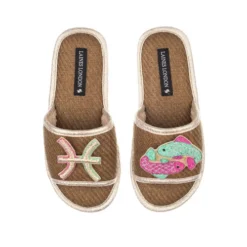 Straw Braided Sandals With Pisces Star Sign Brooches 7 Straw Braided Sandals With Pisces Star Sign Brooches -Laines London file 1215