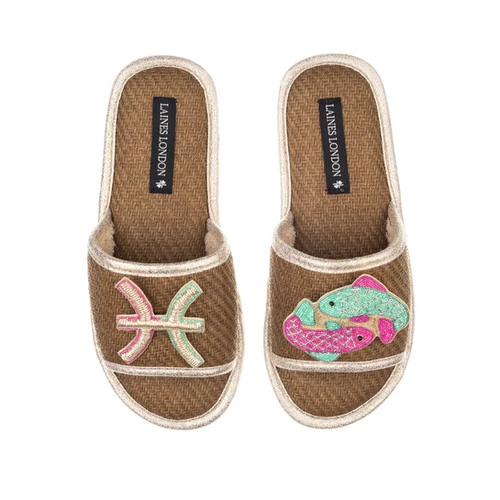 Straw Braided Sandals With Pisces Star Sign Brooches 3 Straw Braided Sandals With Pisces Star Sign Brooches - Image 3