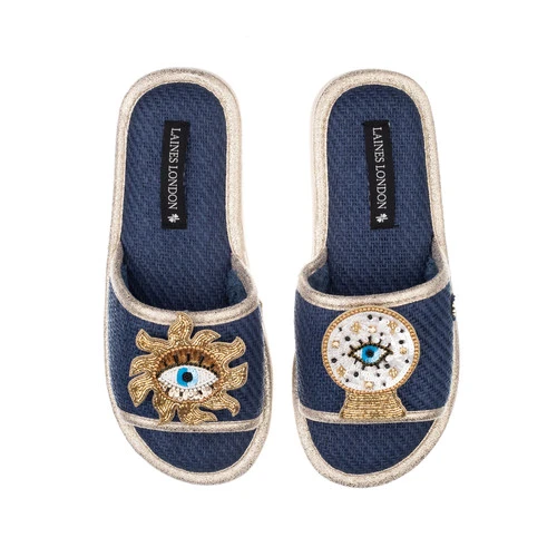 Straw Braided Sandals With Mystic Eyes Brooches 1 Straw Braided Sandals With Mystic Eyes Brooches