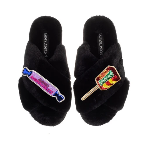 Classic Laines Slippers With Parma Violet & Drumstick Brooches 3 Classic Laines Slippers With Parma Violet & Drumstick Brooches - Image 3