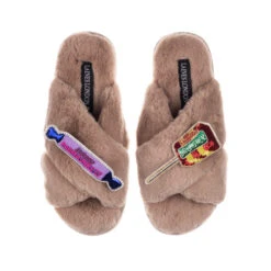 Classic Laines Slippers With Parma Violet & Drumstick Brooches 10 Classic Laines Slippers With Parma Violet & Drumstick Brooches -Laines London file 127