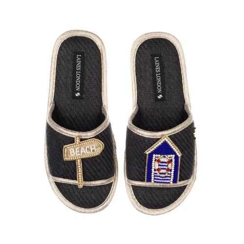 Straw Braided Sandals With Beach Hut & Beach Sign Brooches 4 Straw Braided Sandals With Beach Hut & Beach Sign Brooches - Image 4