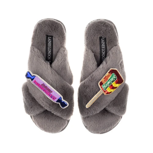 Classic Laines Slippers With Parma Violet & Drumstick Brooches 6 Classic Laines Slippers With Parma Violet & Drumstick Brooches - Image 6