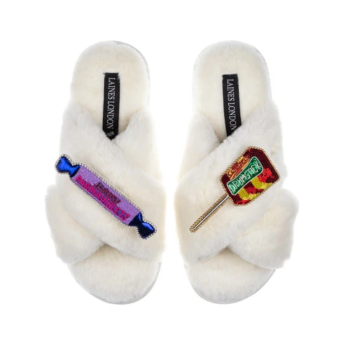 Classic Laines Slippers With Parma Violet & Drumstick Brooches 7 Classic Laines Slippers With Parma Violet & Drumstick Brooches - Image 7