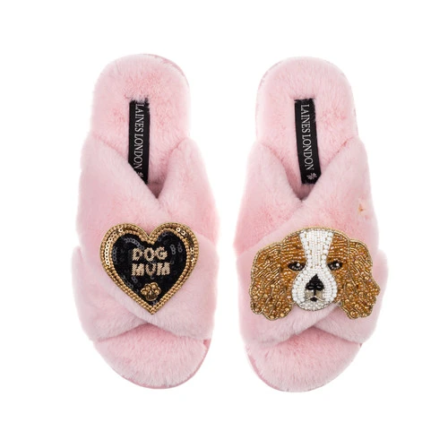 Classic Laines Slippers With Lady The King Charles & Dog Mum Brooches 2 Classic Laines Slippers With Lady The King Charles & Dog Mum Brooches - Image 2