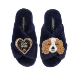 Classic Laines Slippers With Lady The King Charles & Dog Mum Brooches 8 Classic Laines Slippers With Lady The King Charles & Dog Mum Brooches -Laines London file 139