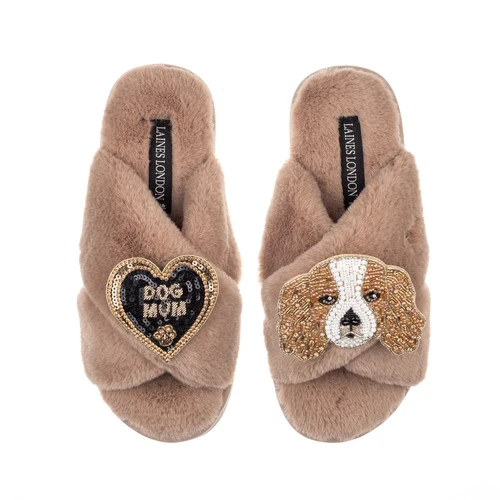 Classic Laines Slippers With Lady The King Charles & Dog Mum Brooches 4 Classic Laines Slippers With Lady The King Charles & Dog Mum Brooches - Image 4