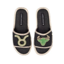 Straw Braided Sandals With Taurus Star Sign Brooches 8 Straw Braided Sandals With Taurus Star Sign Brooches -Laines London file 1410