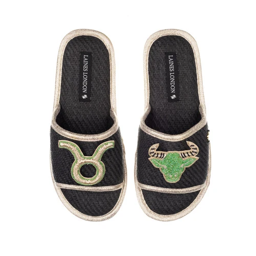 Straw Braided Sandals With Taurus Star Sign Brooches 4 Straw Braided Sandals With Taurus Star Sign Brooches - Image 4