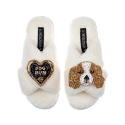 Classic Laines Slippers With Lady The King Charles & Dog Mum Brooches 11 Classic Laines Slippers With Lady The King Charles & Dog Mum Brooches -Laines London file 142