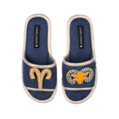 Straw Braided Sandals With Aries Star Sign Brooches