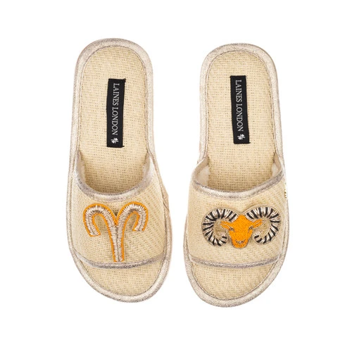 Straw Braided Sandals With Aries Star Sign Brooches 2 Straw Braided Sandals With Aries Star Sign Brooches - Image 2