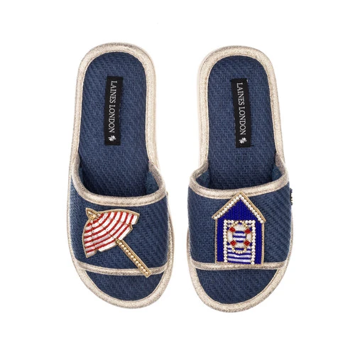 Straw Braided Sandals With Beach Hut & Parasol Brooches 2 Straw Braided Sandals With Beach Hut & Parasol Brooches - Image 2