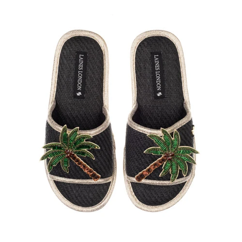 Straw Braided Sandals With Double Palm Tree Brooches 1 Straw Braided Sandals With Double Palm Tree Brooches