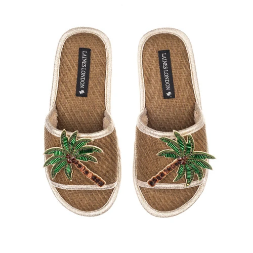 Straw Braided Sandals With Double Palm Tree Brooches 2 Straw Braided Sandals With Double Palm Tree Brooches - Image 2