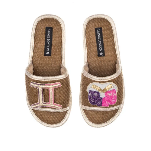 Straw Braided Sandals With Gemini Star Sign Brooches 2 Straw Braided Sandals With Gemini Star Sign Brooches - Image 2