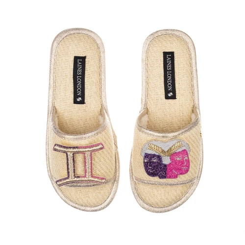 Straw Braided Sandals With Gemini Star Sign Brooches 4 Straw Braided Sandals With Gemini Star Sign Brooches - Image 4