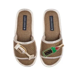 Straw Braided Sandals With Bubbles Darling Brooches -Laines London file 1607