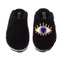Teddy Closed Toe Slippers With Blue Eye Brooch -Laines London file 1769