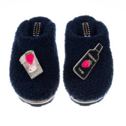Teddy Closed Toe Slippers With Tequila Strawberry Brooches