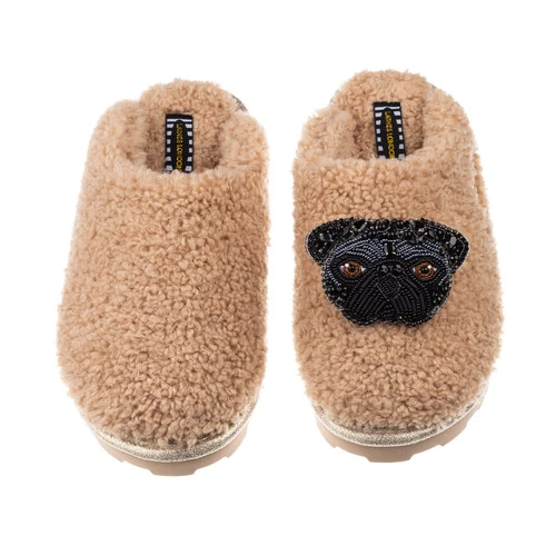 Teddy Closed Toe Slippers With Snoopy The Black Pug Brooch 2 Teddy Closed Toe Slippers With Snoopy The Black Pug Brooch - Image 2