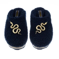 Teddy Closed Toe Slippers With Gold Metal Snake Brooches 5 Teddy Closed Toe Slippers With Gold Metal Snake Brooches -Laines London file 1883