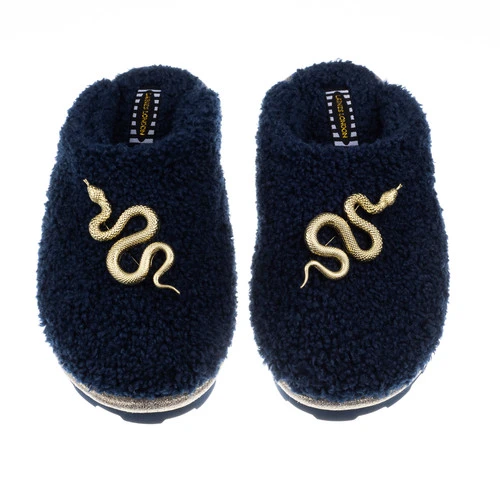 Teddy Closed Toe Slippers With Gold Metal Snake Brooches 3 Teddy Closed Toe Slippers With Gold Metal Snake Brooches - Image 3